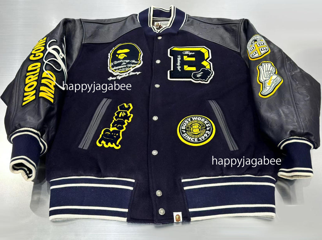 A BATHING APE BAPE PATCH VARSITY JACKET – happyjagabee