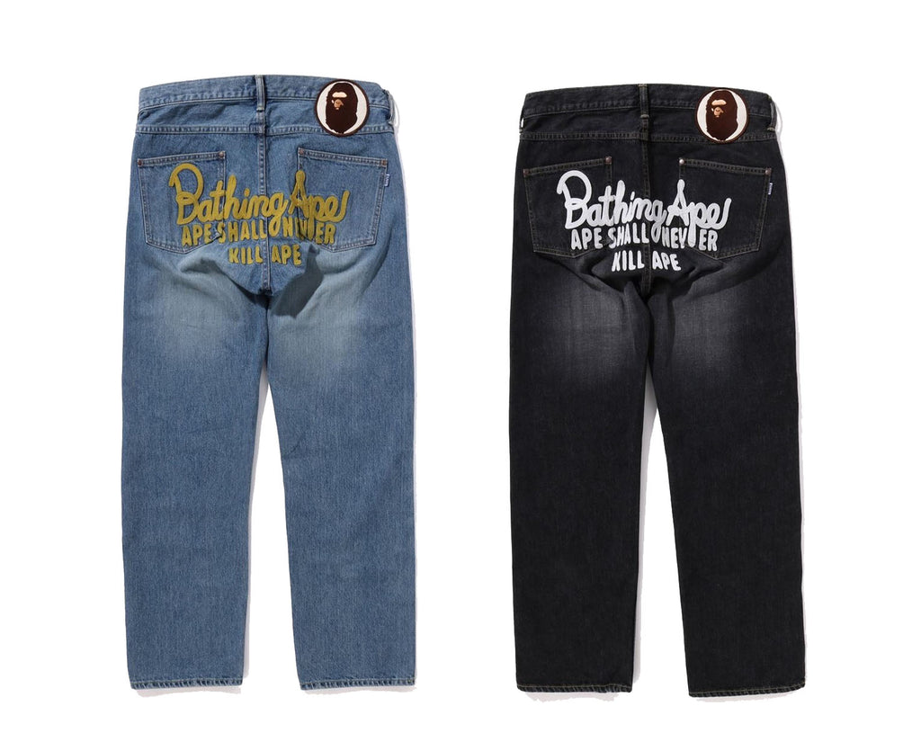 A BATHING APE BAPE CHAMPION DENIM PANTS – happyjagabee 