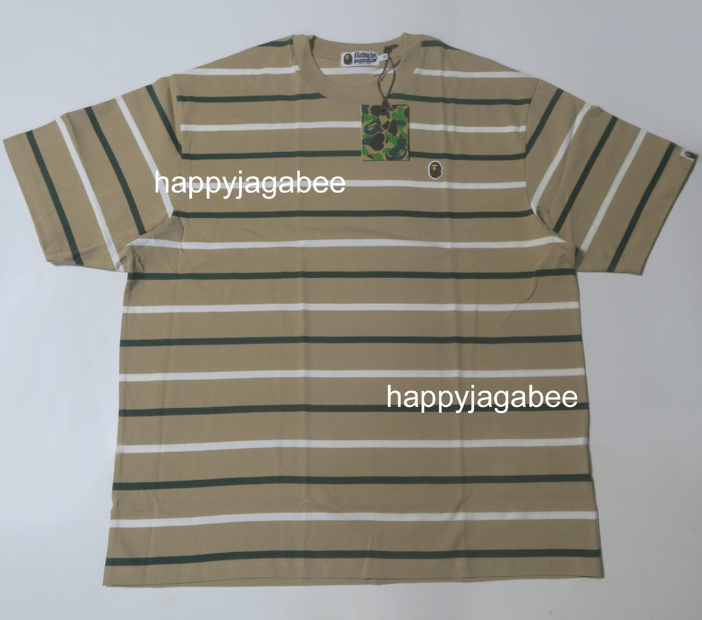 A BATHING APE APE HEAD ONE POINT STRIPE TEE – happyjagabee store