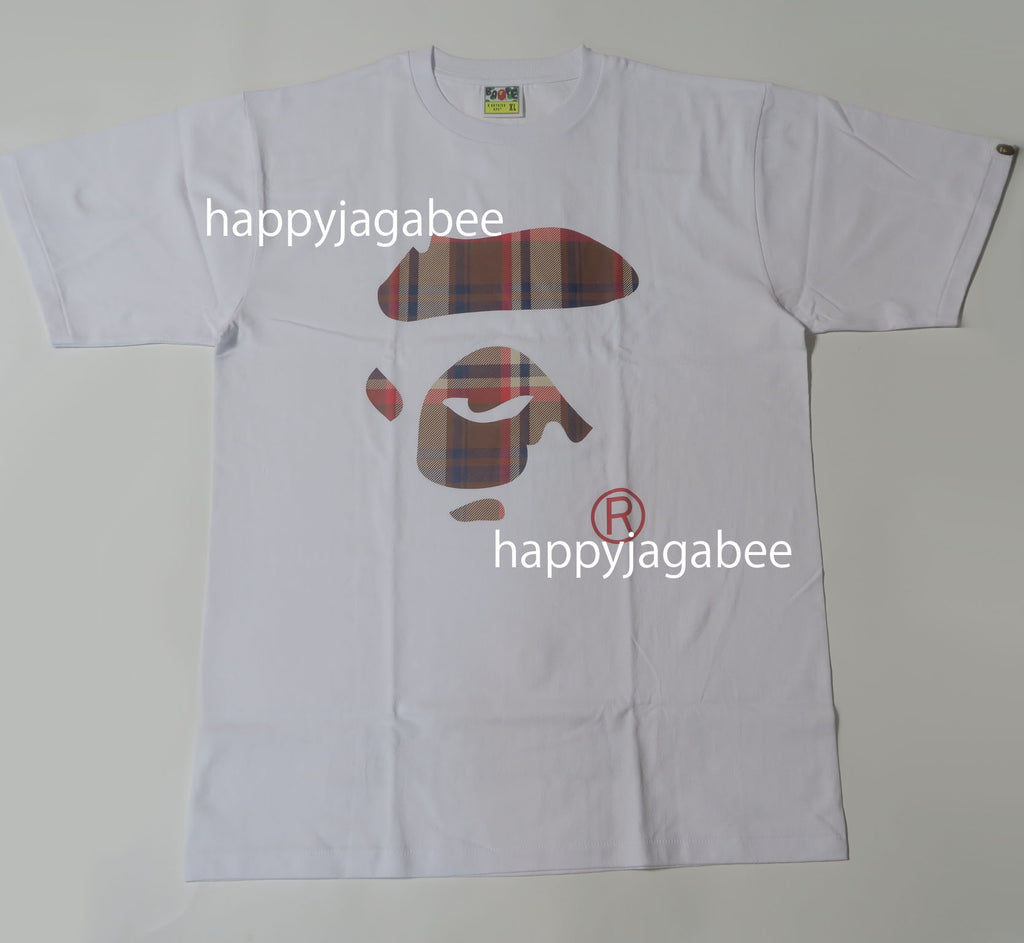 A BATHING APE BAPE CHECK APE FACE TEE – happyjagabee store