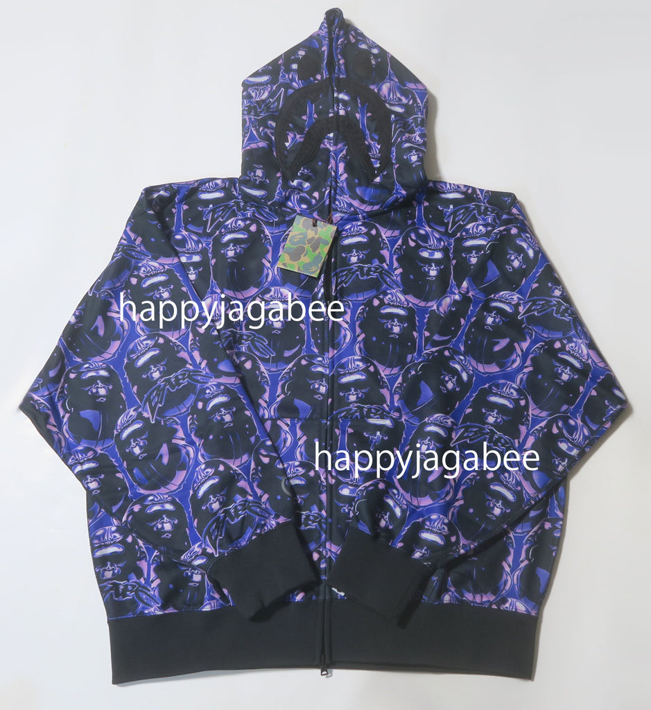 A BATHING APE APE HEAD GRAFFITI SHARK FULL ZIP HOODIE