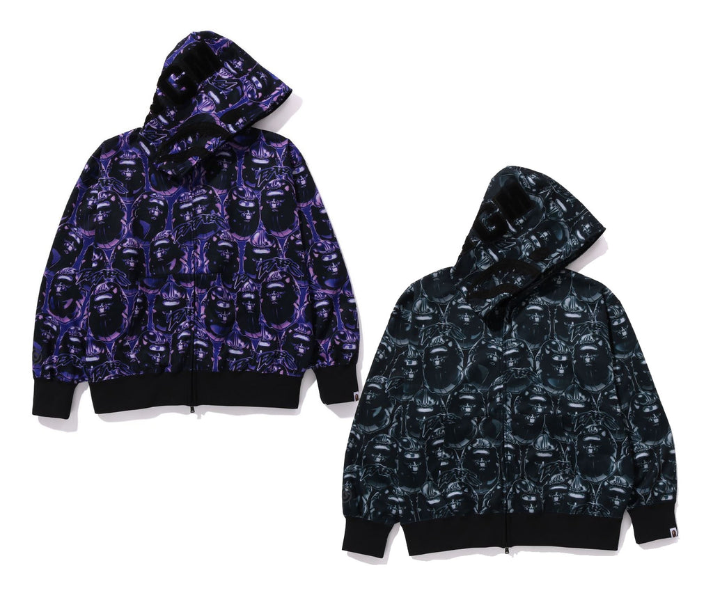 A BATHING APE APE HEAD GRAFFITI SHARK FULL ZIP HOODIE