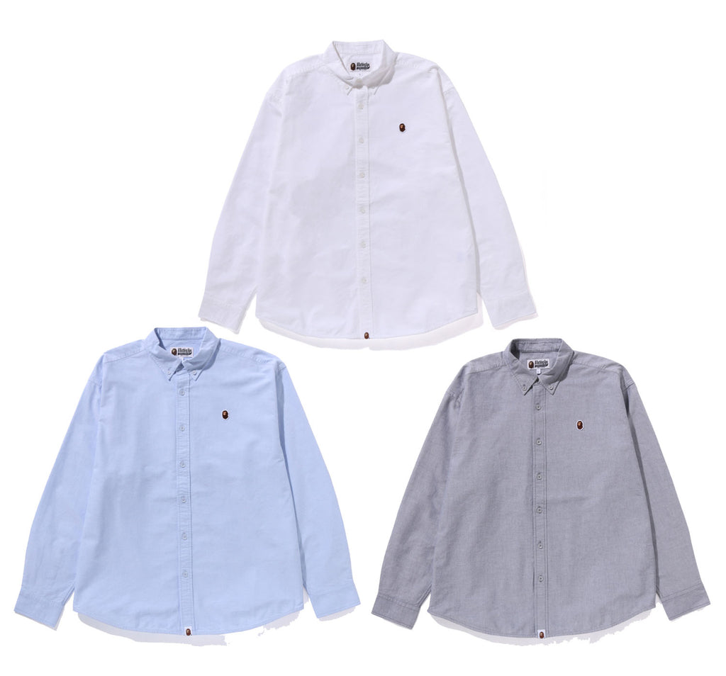 A BATHING APE APE HEAD ONE POINT OXFORD SHIRT