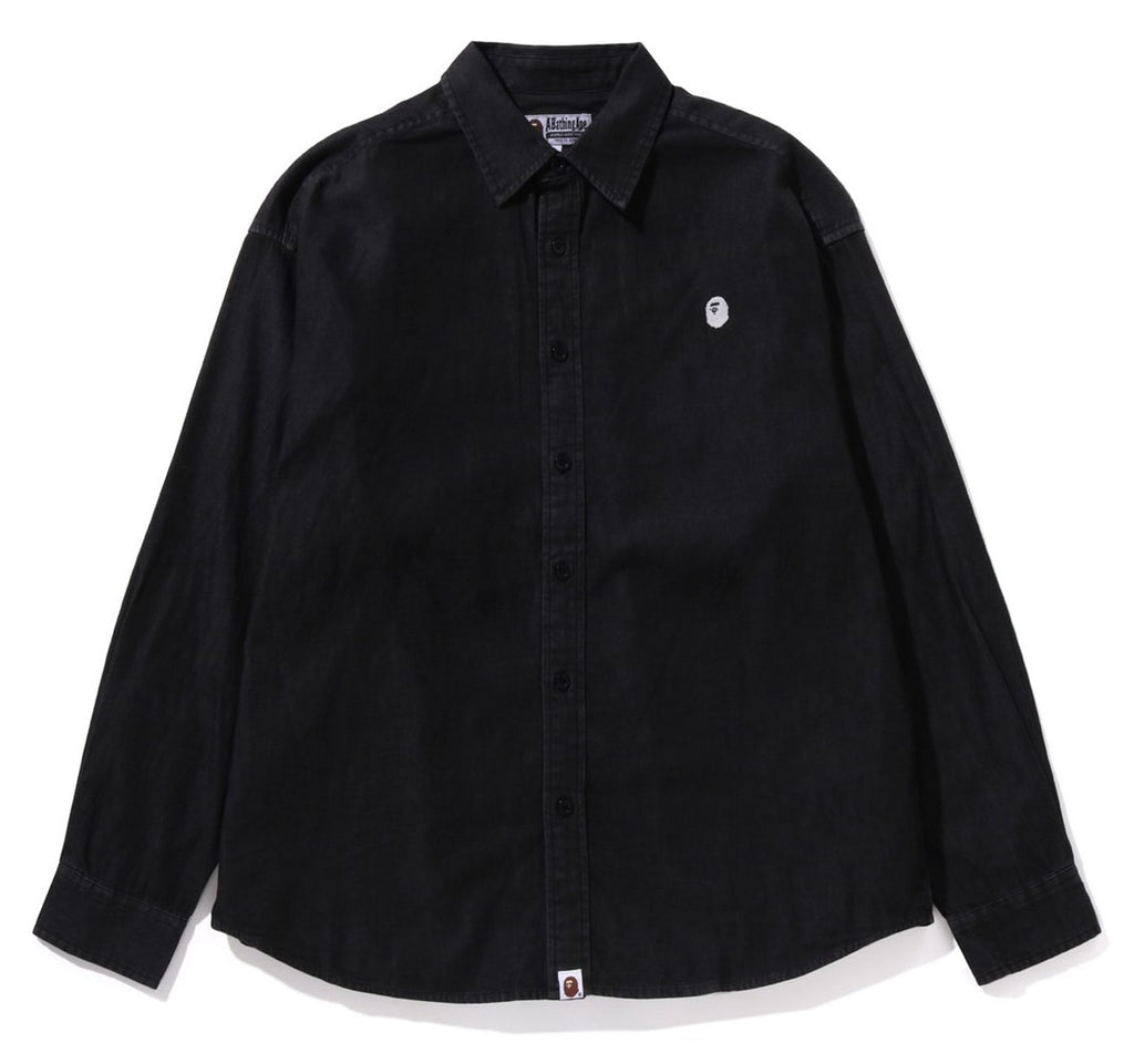 A BATHING APE APE HEAD ONE POINT DENIM SHIRT