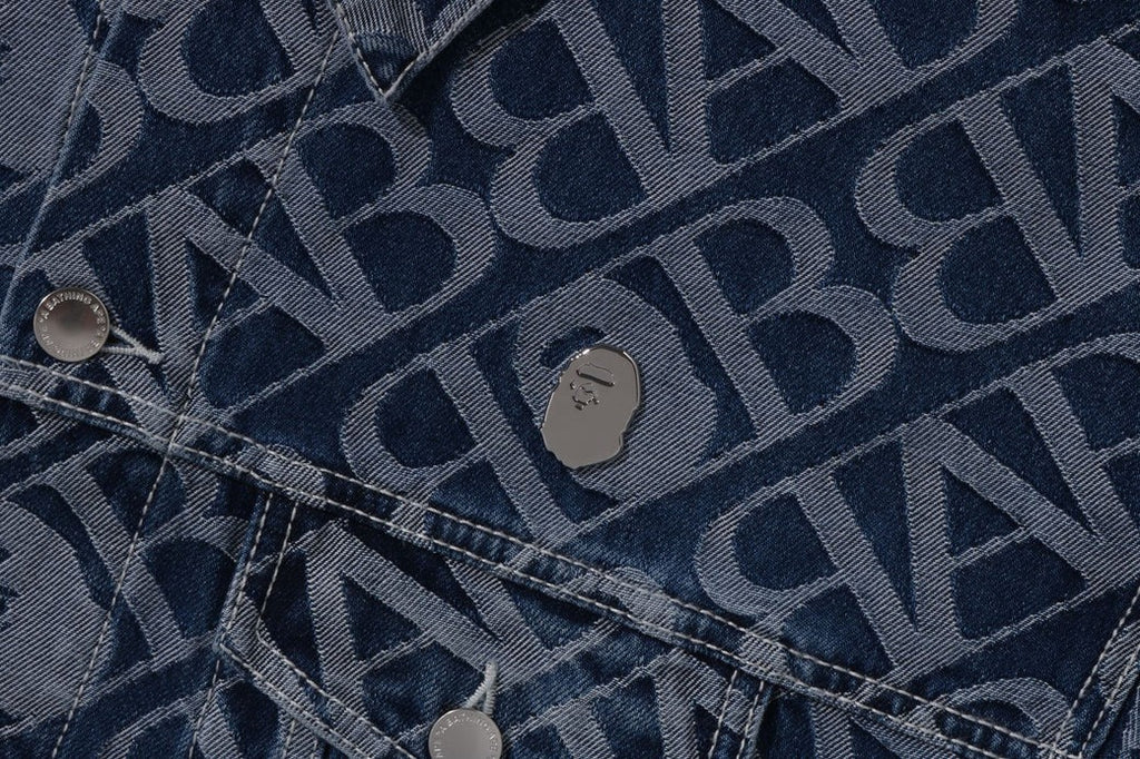 A BATHING APE DENIM MONOGRAM METAL ONE POINT BAPE