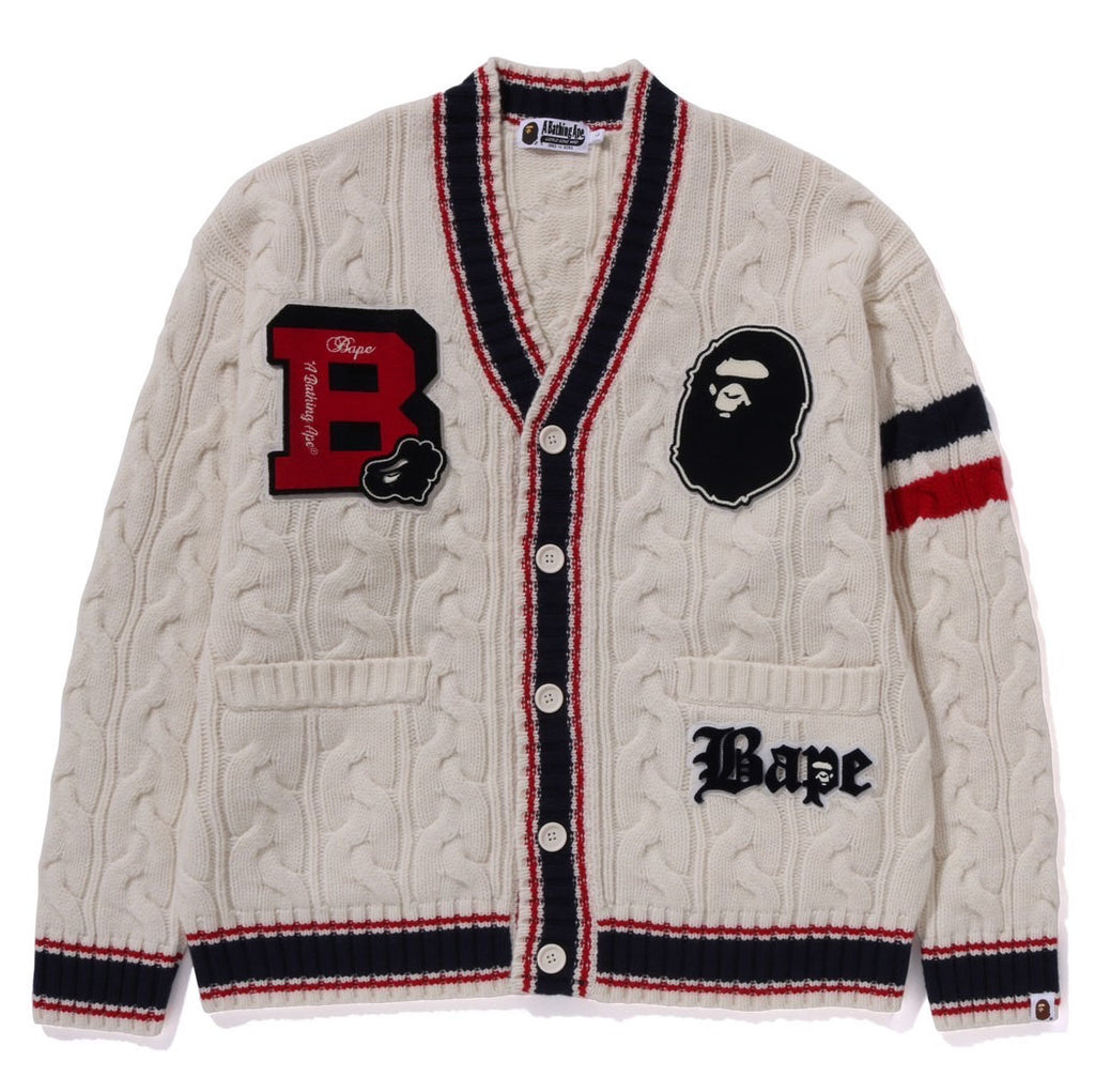 A BATHING APE COLLEGE BADGES KNIT CARDIGAN – happyjagabee store