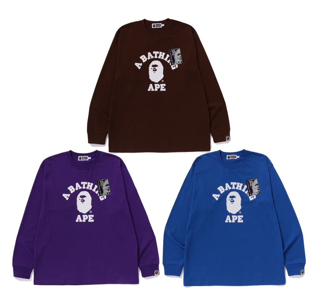 A BATHING APE MAD FACE COLLEGE L/S TEE ( RELAXED FIT