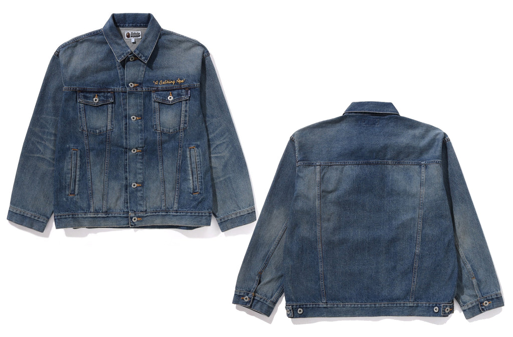 A BATHING APE DAMAGE DENIM JACKET