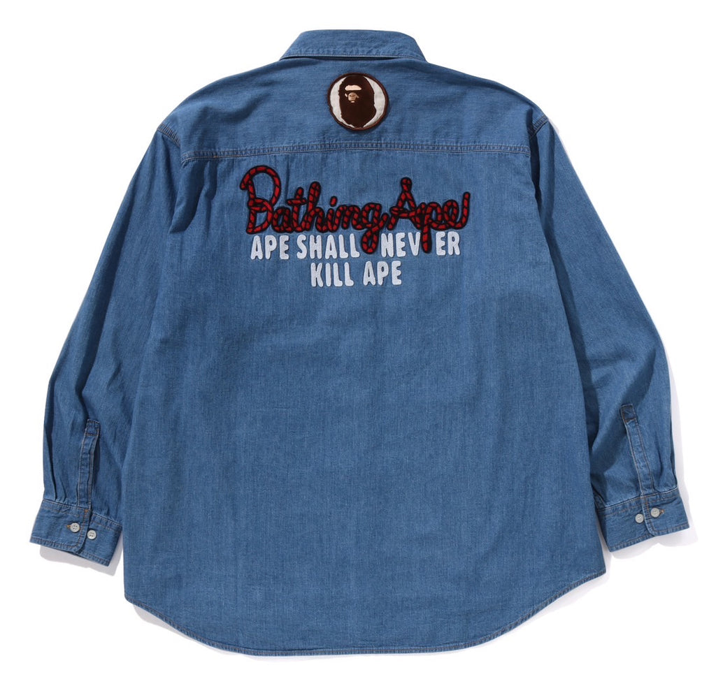 A BATHING APE CHAMPION RELAXED FIT DENIM L S SHIRTS happyjagabee store