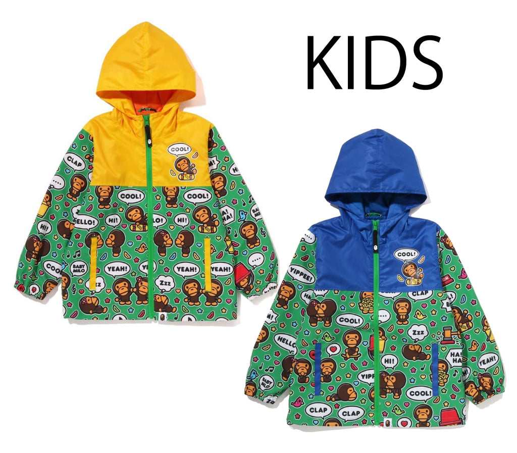 A BATHING APE BAPE KIDS BABY MILO SPEECH BALLOON COLOR BLOCK HOODIE JACKET