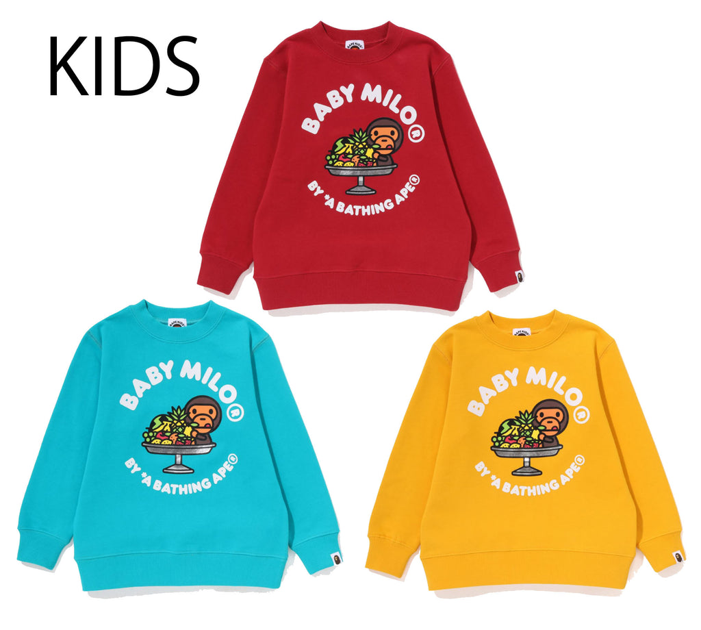 A BATHING APE BAPE KIDS BABY MILO FRUIT CREWNECK