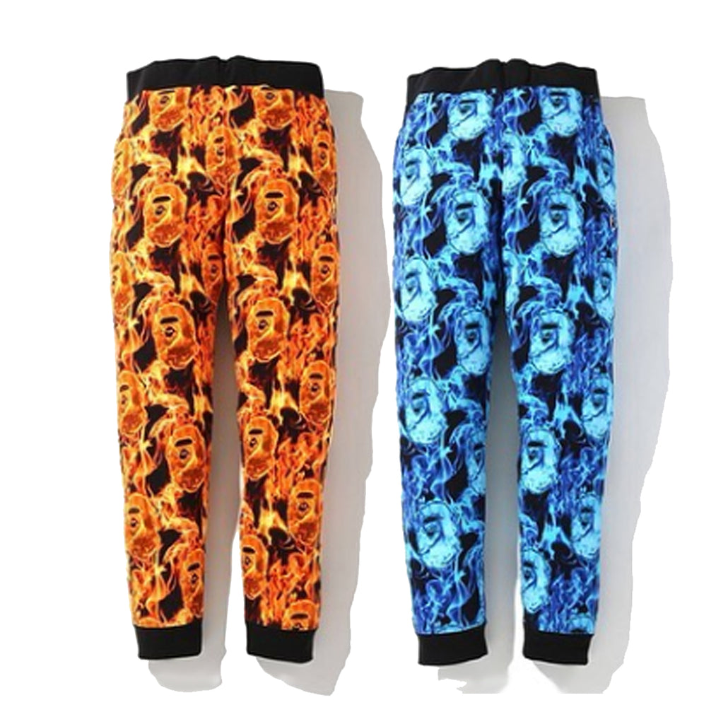 A BATHING APE BAPE FLAME SLIM SWEAT PANTS