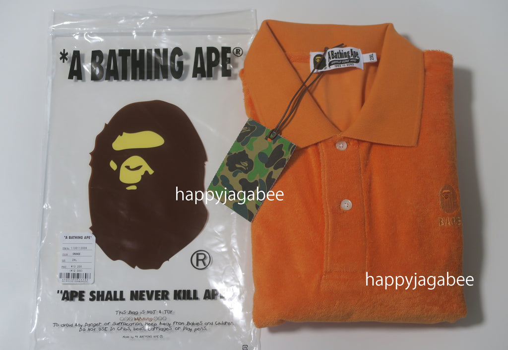 A BATHING APE APE HEAD TOWELLING RELAXED POLO