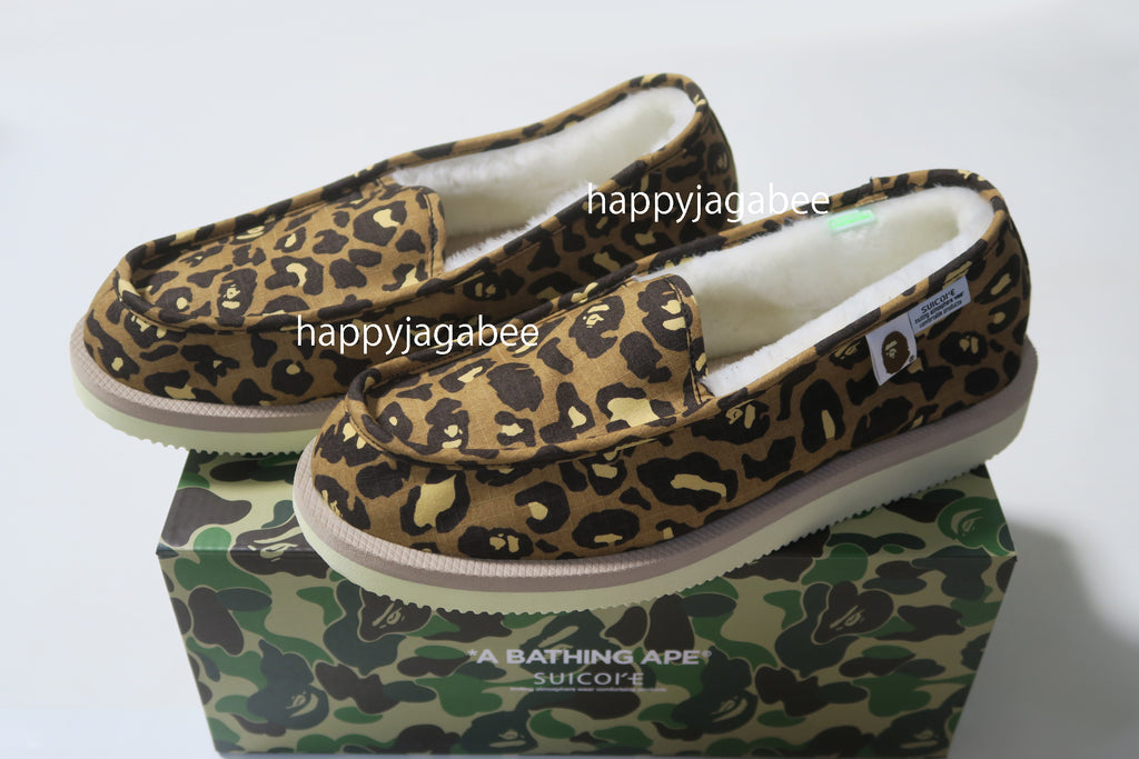 A BATHING APE BAPE X SUICOKE LEOPARD ROOM SHOES