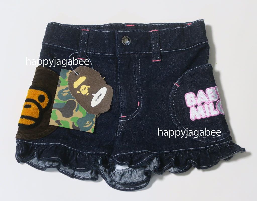 A BATHING APE BAPE KIDS BABY MILO POCKET FRILL SHORTS