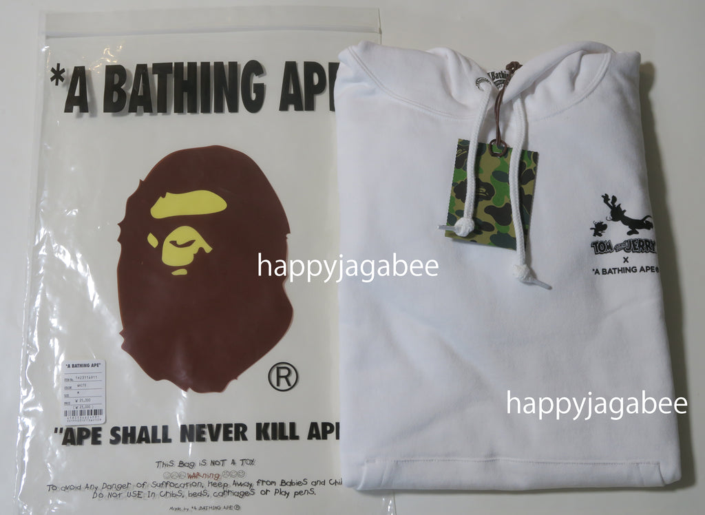 A BATHING APE BAPE X TOM AND JERRY FOOTPRINTS PULLOVER HOODIE