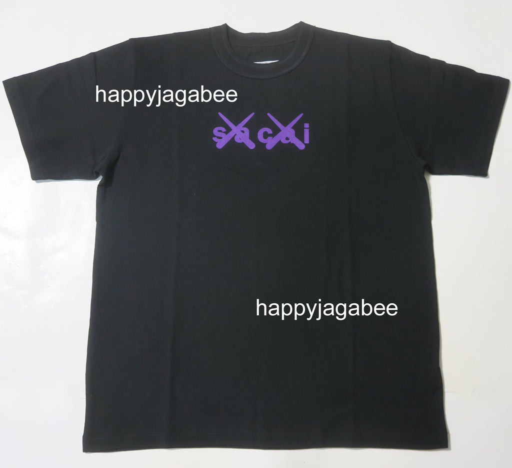 sacai x KAWS / Flock Print T-Shirt BLACK x PURPLE