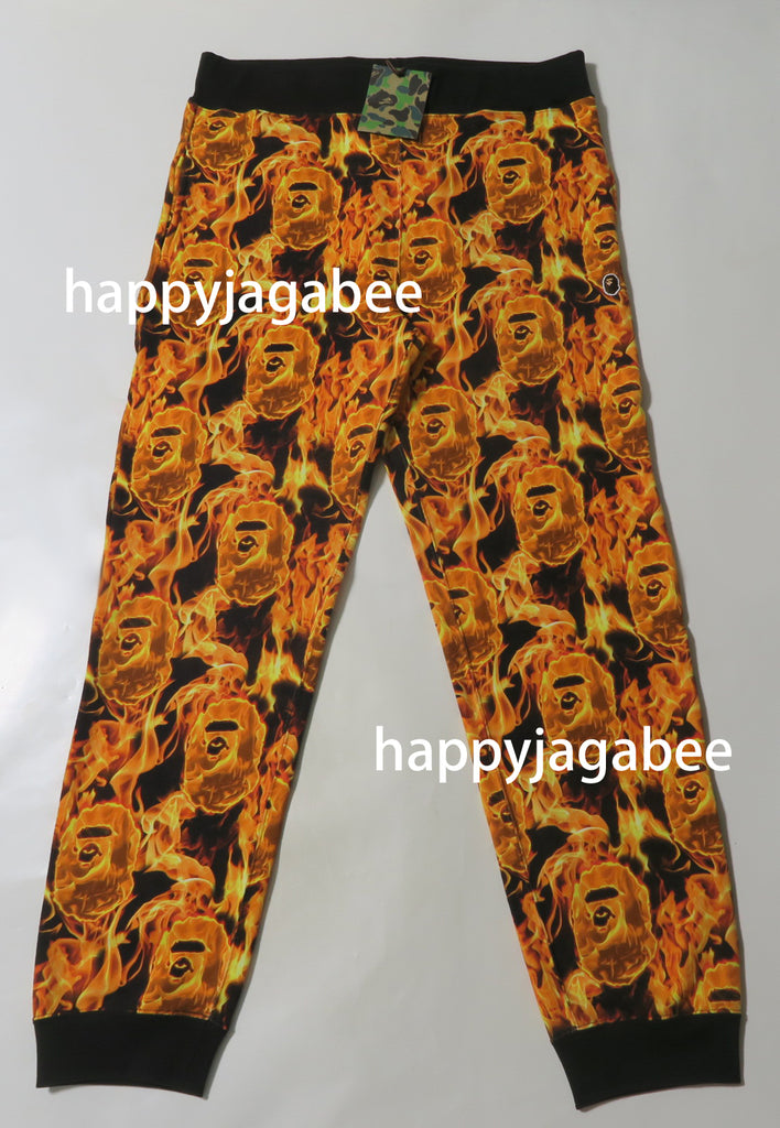 A BATHING APE BAPE FLAME SLIM SWEAT PANTS