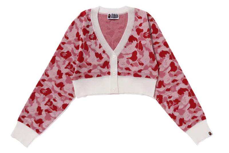 A BATHING APE Ladies' ABC CAMO CROPPED KNIT CARDIGAN