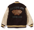 A BATHING APE LINE CAMO MULTI LOGO WOOL VARSITY JACKET