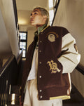 A BATHING APE LINE CAMO MULTI LOGO WOOL VARSITY JACKET