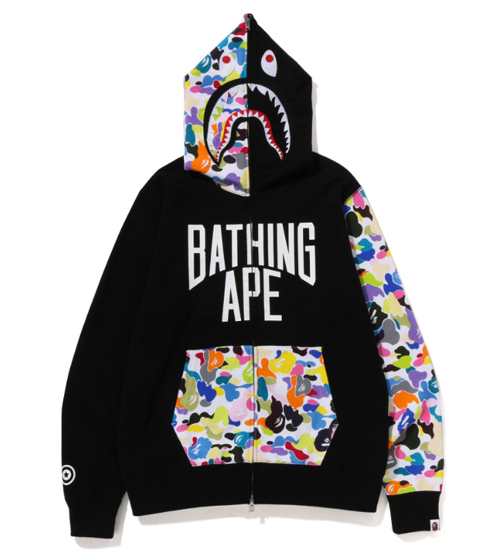 A BATHING APE MULTI CAMO NYC LOGO SHARK HOODIE