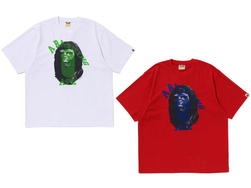 A BATHING APE APE HEAD MULTI PRINT TEE