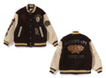 A BATHING APE LINE CAMO MULTI LOGO WOOL VARSITY JACKET