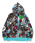 A BATHING APE COMIC ART SHARK ZIP HOODIE