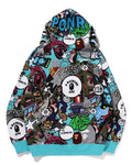 A BATHING APE COMIC ART SHARK ZIP HOODIE