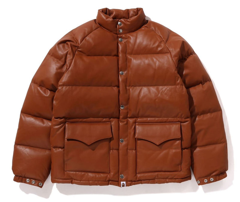 A BATHING APE LEATHER CLASSIC DOWN JACKET