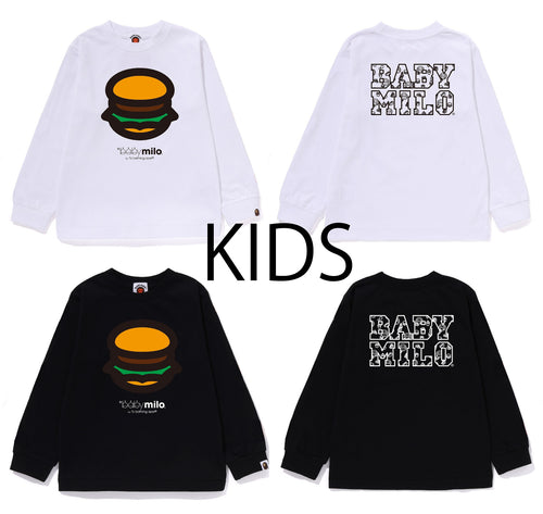 A BATHING APE BAPE KIDS BABY MILO HAMBURGER LS TEE