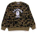 A BATHING APE 11ST CAMO JACQUARD COLLEGE RELAX FIT CREWNECK SWEATSHIRT