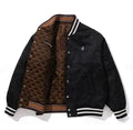 A BATHING APE SOLID CAMO JACQUARD NYLON REVERSIBLE BOMBER PADDED JACKET