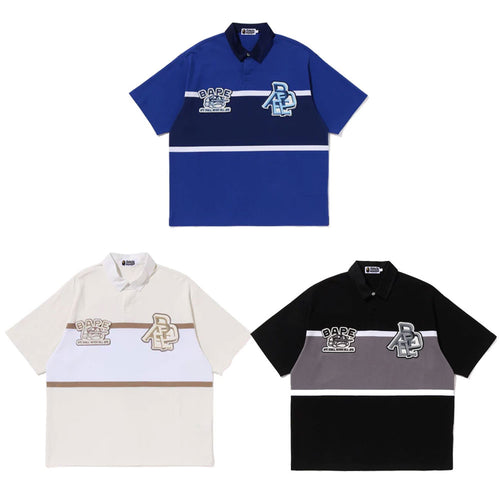 A BATHING APE COLOR BLOCKING OVERSIZED RUGBY POLO