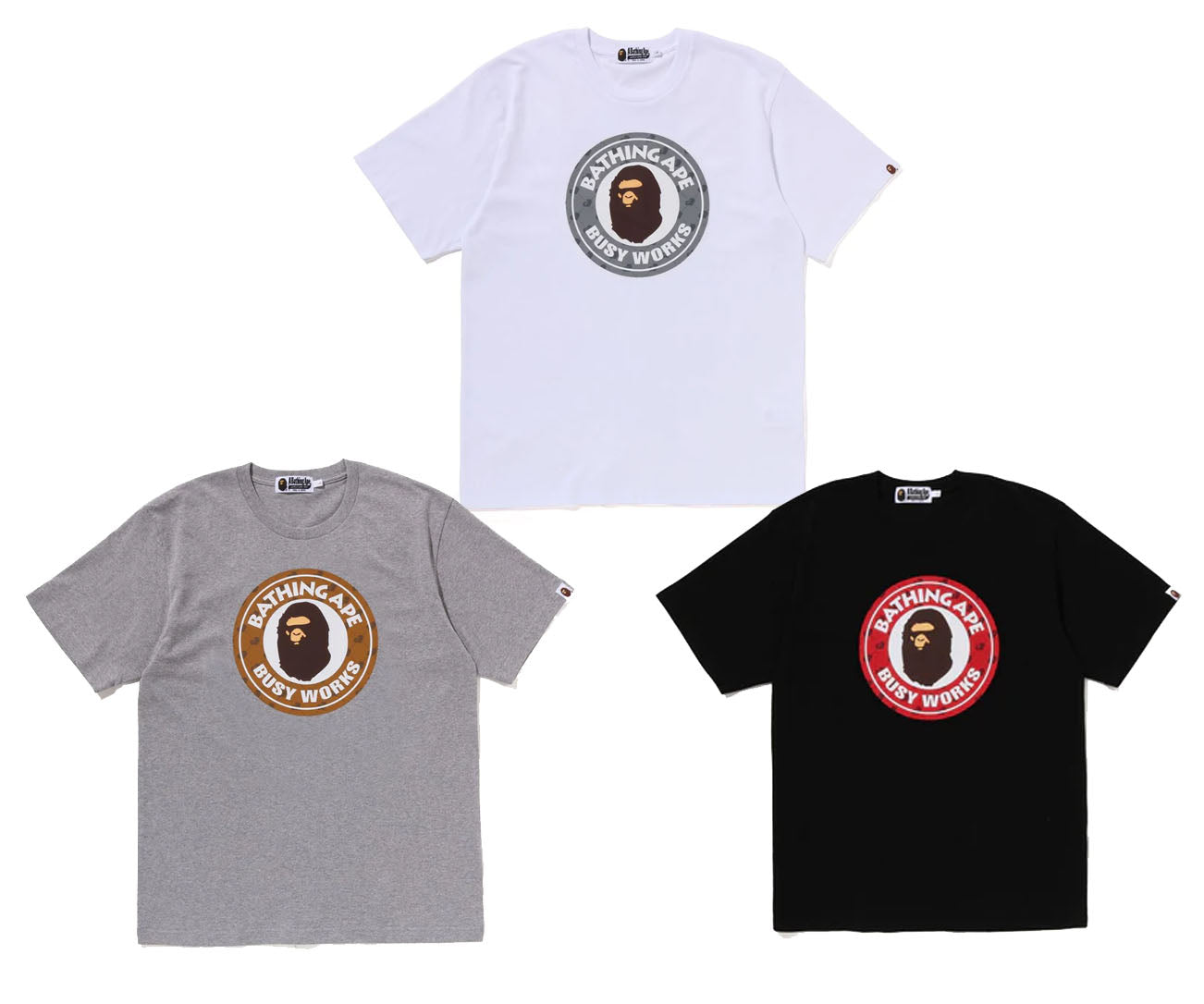 A BATHING APE CLOUD HEAD MONOGRAM BUSY WORKS TEE