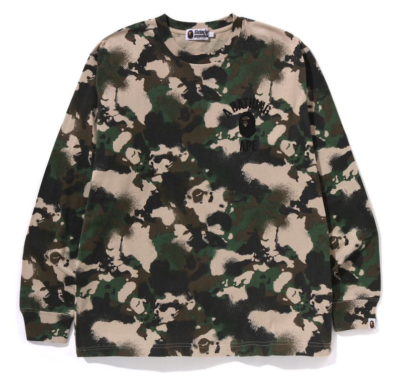 A BATHING APE MAP CAMO RELAXED FIT L/S TEE