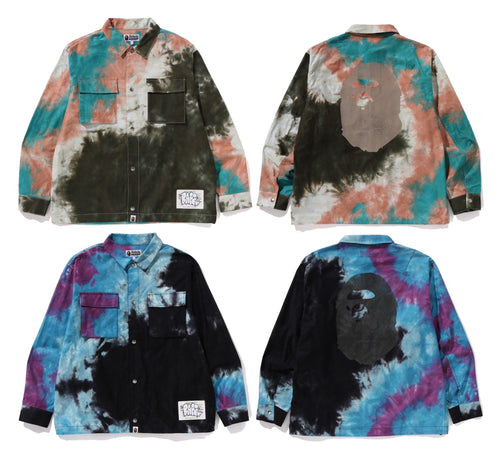 A BATHING APE TIE DYE RELAXED FIT CPO SHIRTS