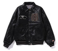 A BATHING APE (B)APE LEATHER VARSITY JACKET