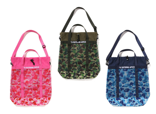 A BATHING APE ABC CAMO MESH TOTE BAG