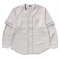 A BATHING APE STRIPE LAYERED SLEEVE L/S BASEBALL SHIRT