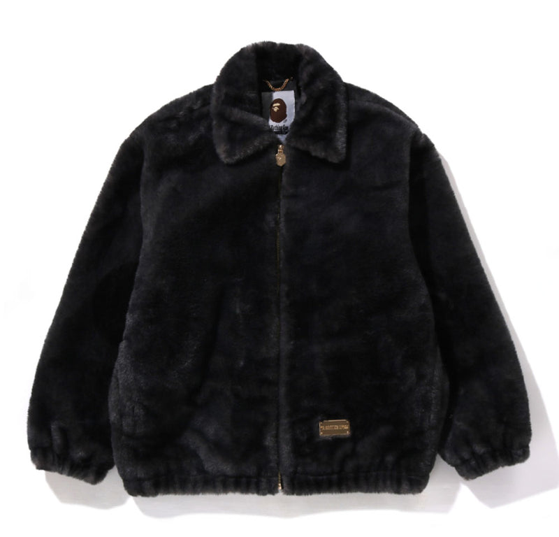 A BATHING APE CAMO FLUFFY JACKET