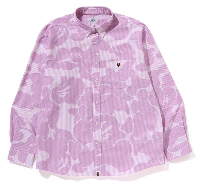 A BATHING APE STRIPE CAMO RELAXED FIT SHIRT