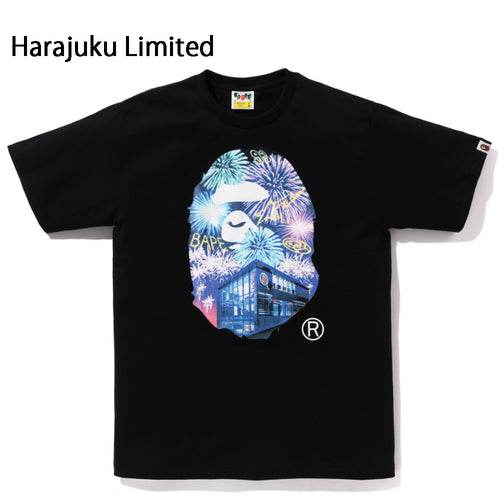 A BATHING APE APE HEAD PHOTO FIREWORK TEE ( Harajuku Limited )