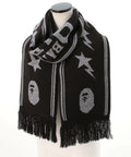 A BATHING APE JACQUARD BAPE LOGO LONG SCARF