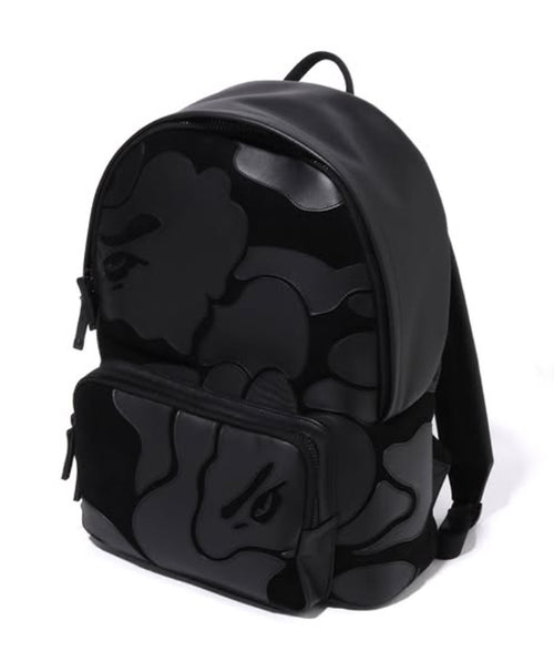 A BATHING APE CAMO PATCH LEATHER DAYPACK