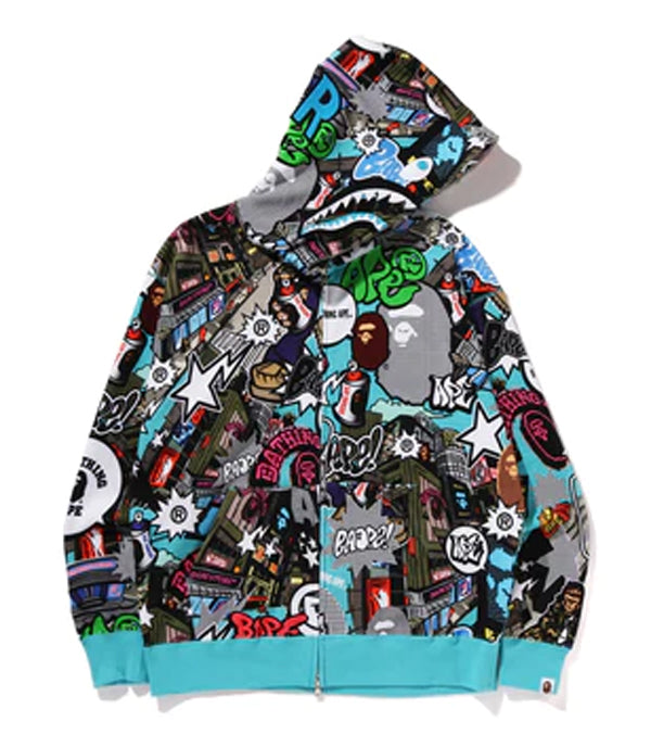 A BATHING APE COMIC ART SHARK ZIP HOODIE