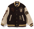 A BATHING APE LINE CAMO MULTI LOGO WOOL VARSITY JACKET