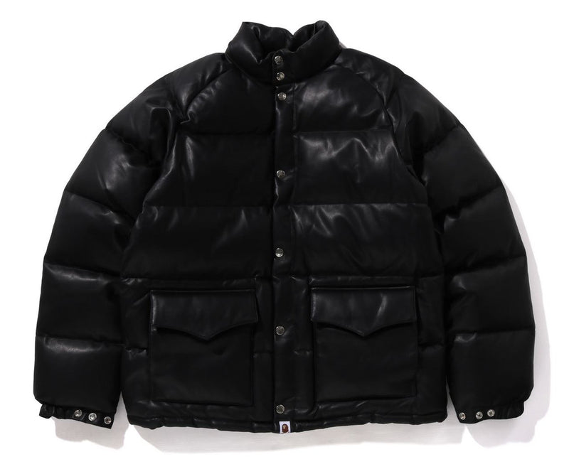 A BATHING APE LEATHER CLASSIC DOWN JACKET