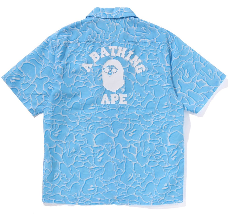 A BATHING APE ABC SEA SURFACE CAMO OPEN COLLAR SS SHIRT